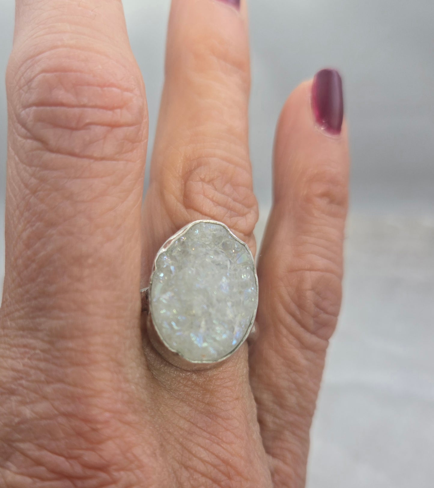 White Druzy Ring
