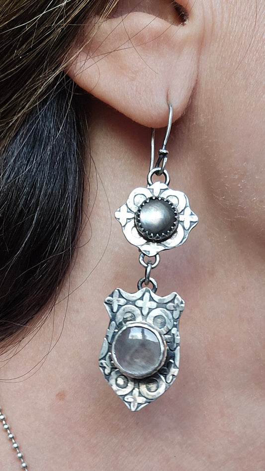 Black Mother of Pearl Shield Earrings