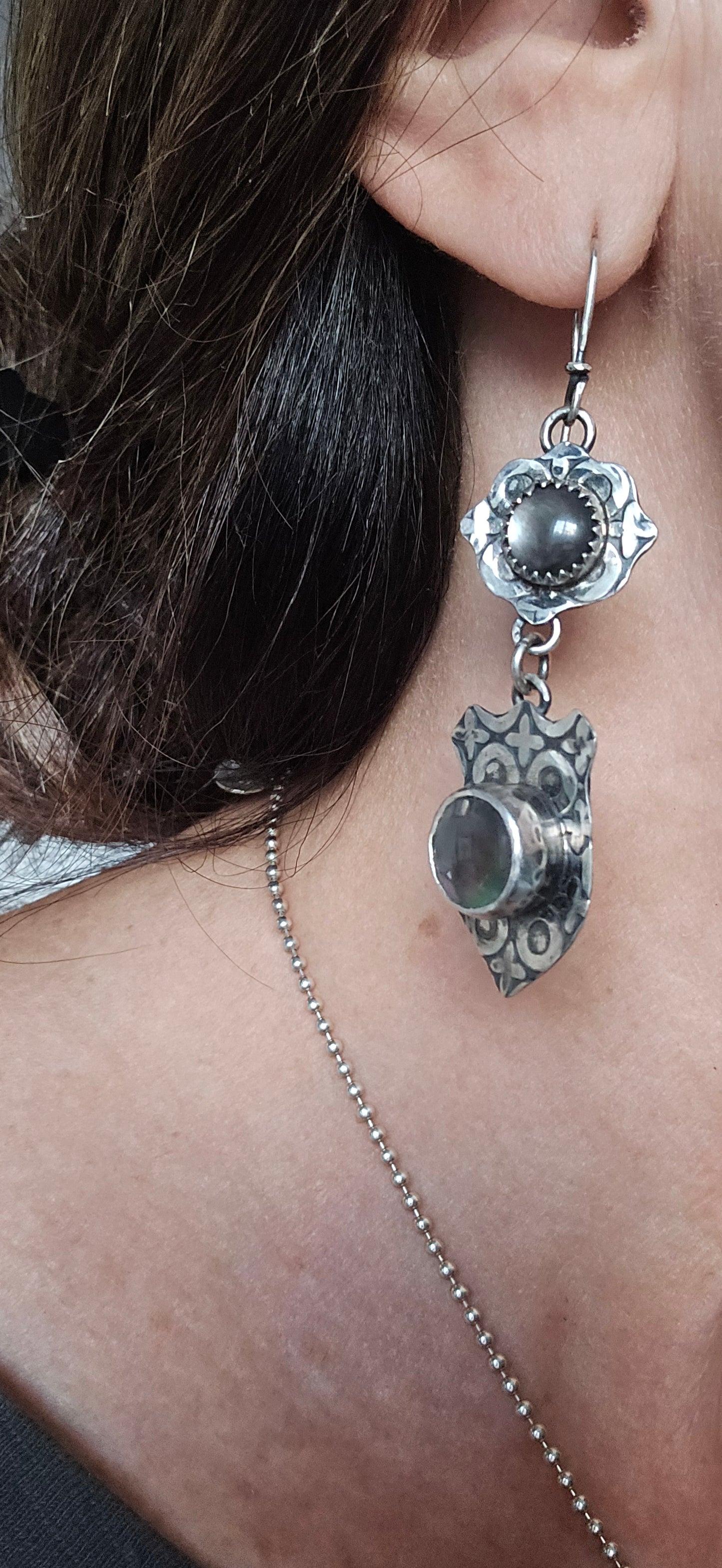 Black Mother of Pearl Shield Earrings