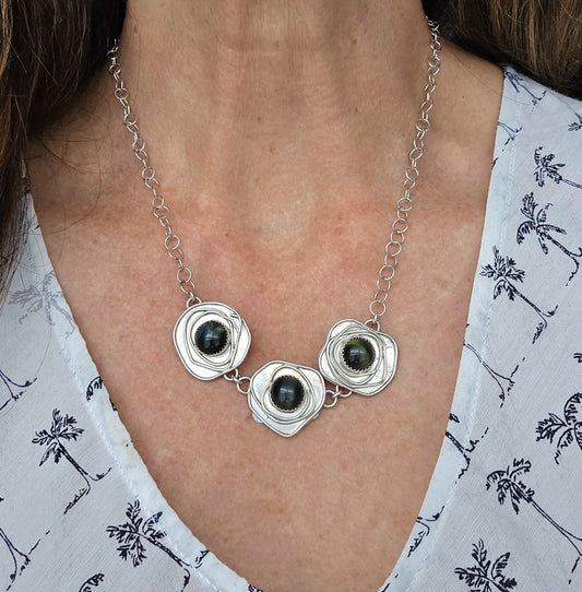 Blue Tiger's Eye Sterling Silver Necklace