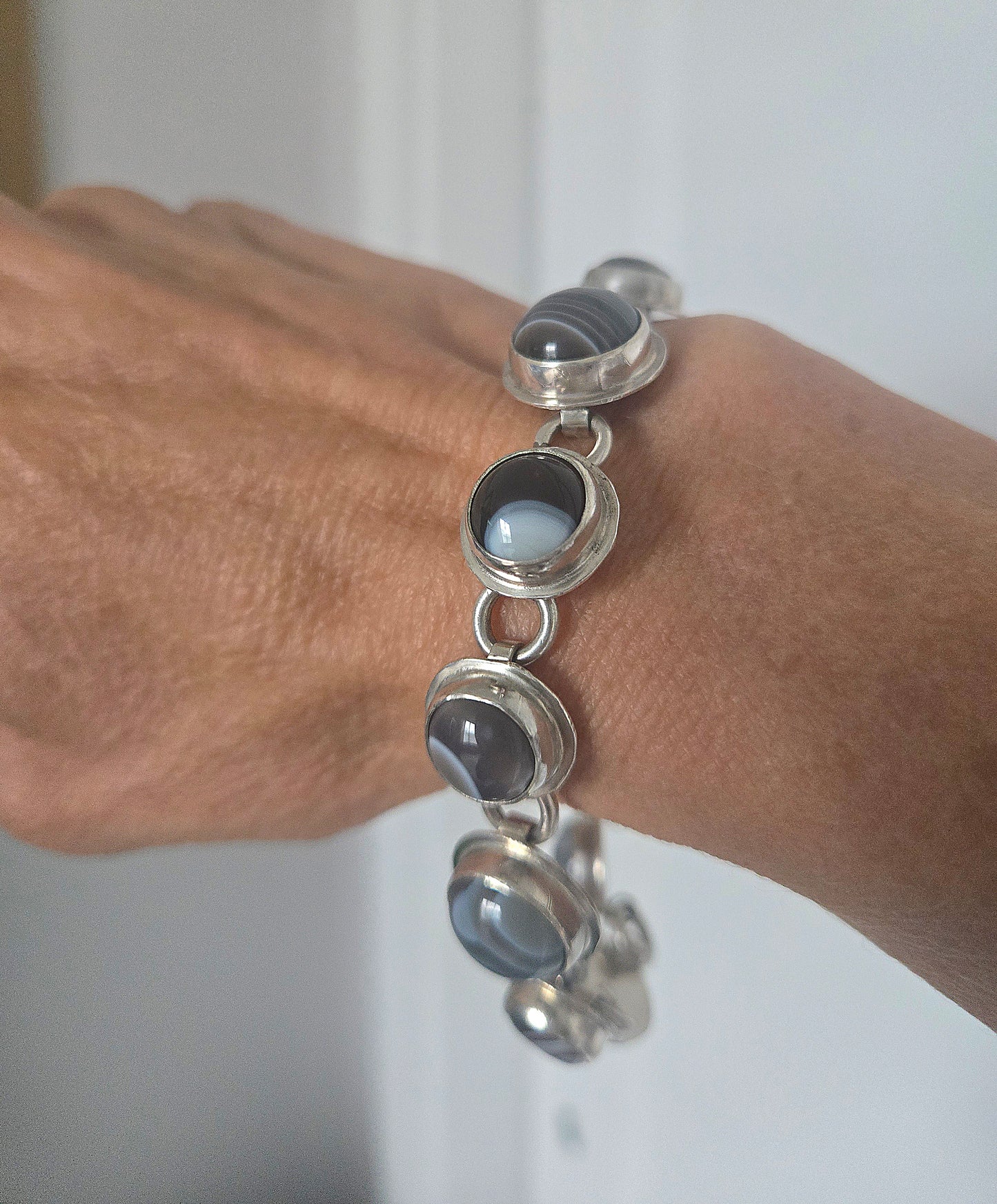 Botswana Agate Sterling Silver Bracelet