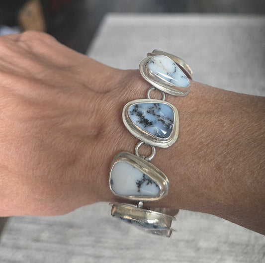 Dendritic Agate Sterling Silver Bracelet
