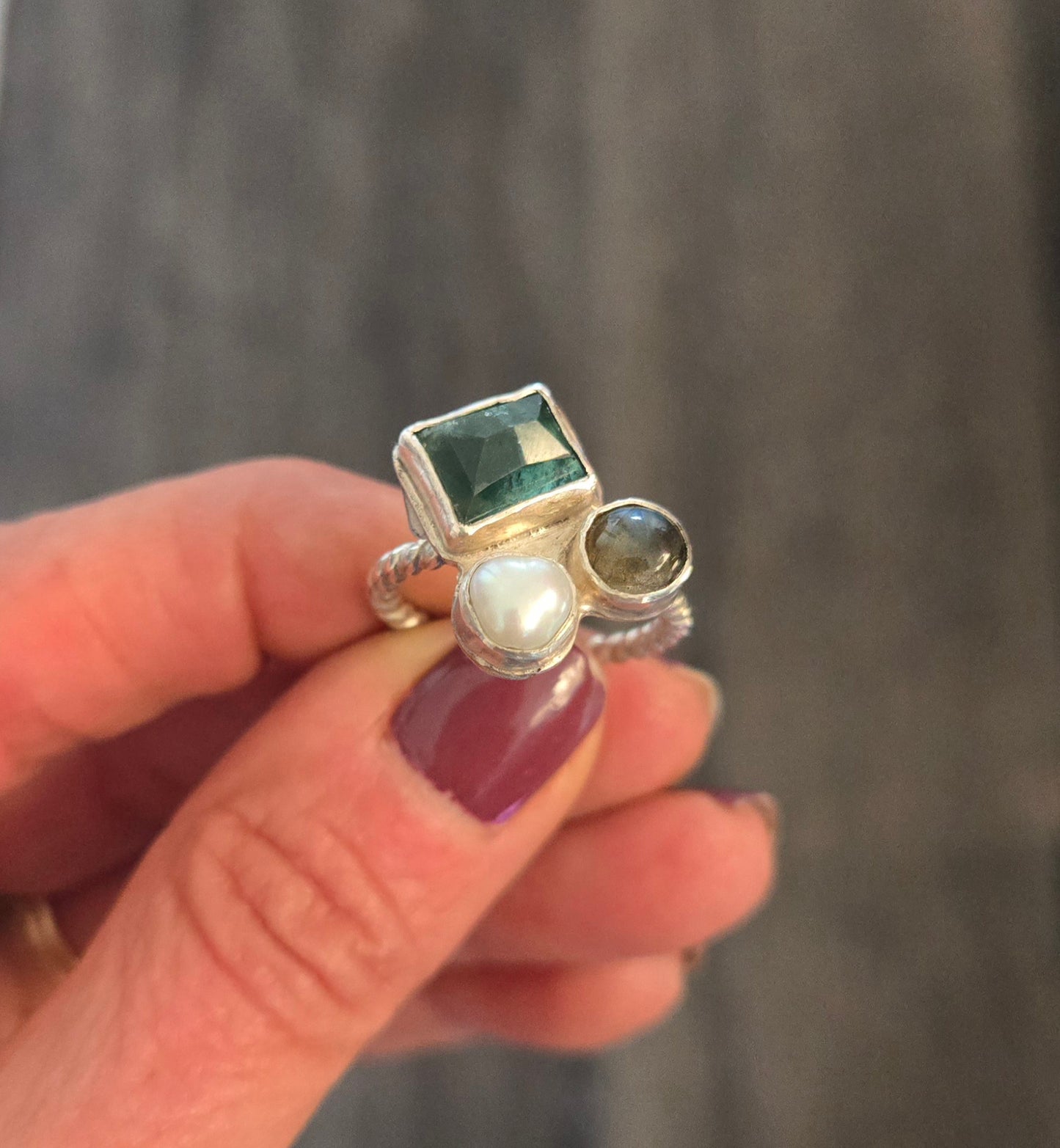 Faceted Tourmaline Cluster Ring