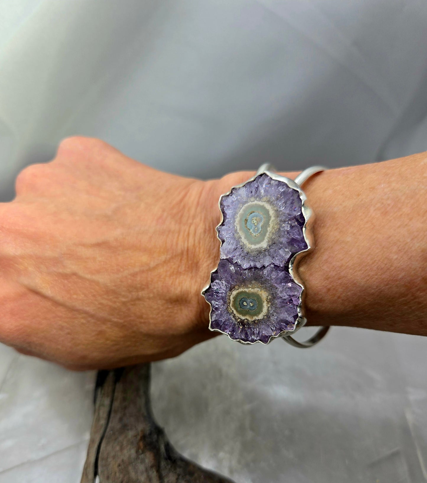 Double Amethyst Geode Cuff