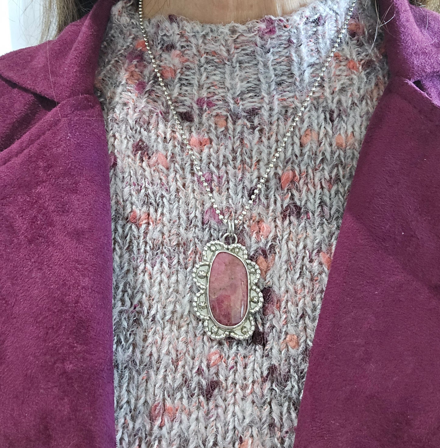 Rhodochrosite Pendant Necklace