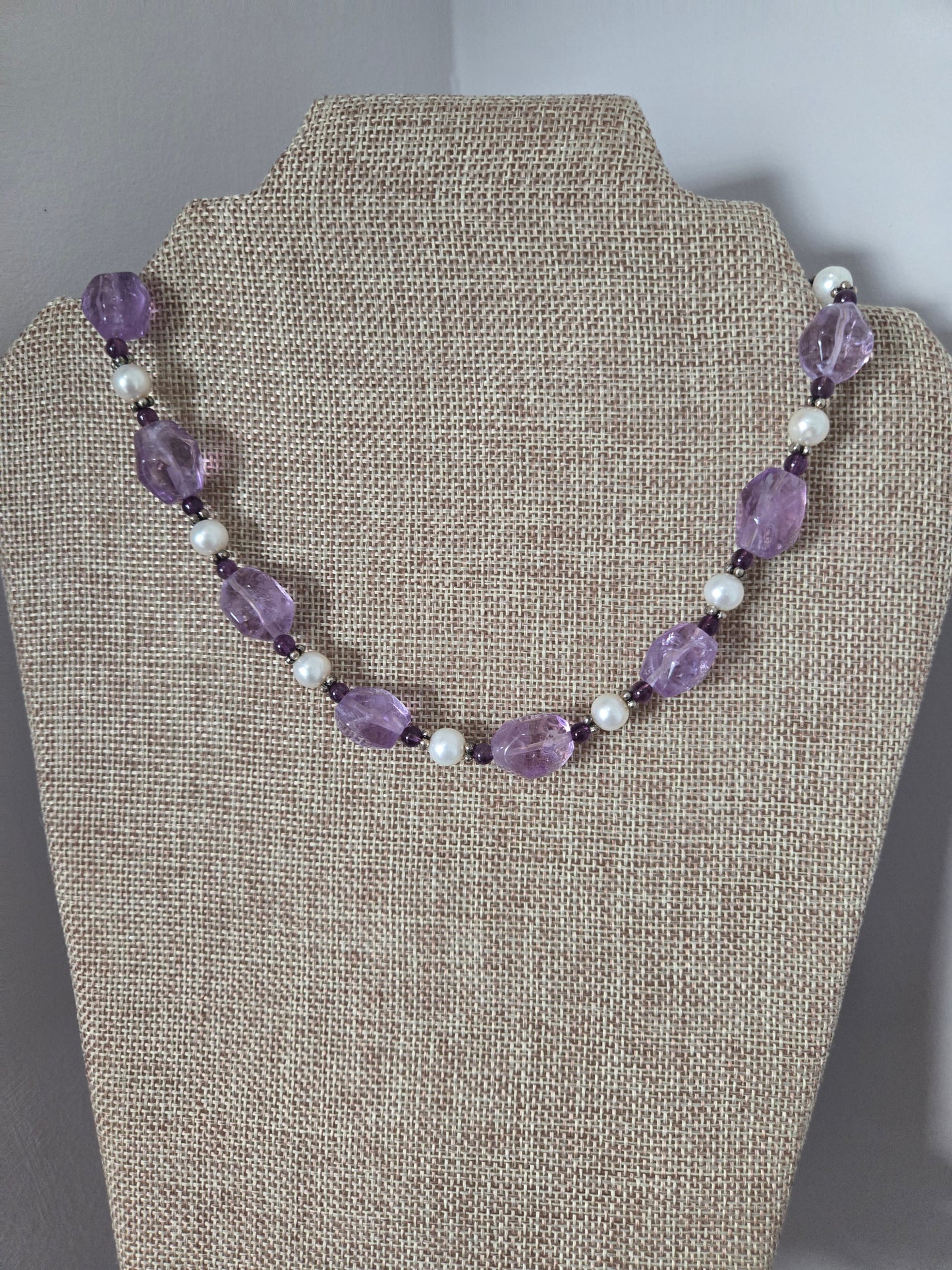 Beaded Amethyst and Pearl Necklace