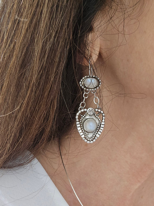 Moonstone Silver Dangle Earrings
