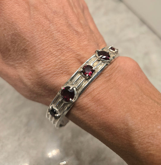 Faceted Garnet Cuff Bracelet