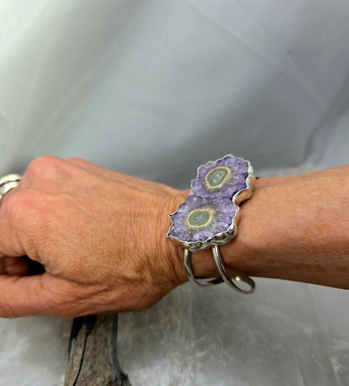 Double Amethyst Geode Cuff