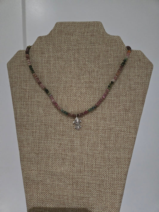 Tourmaline Choker Necklace With Fleur de Lis