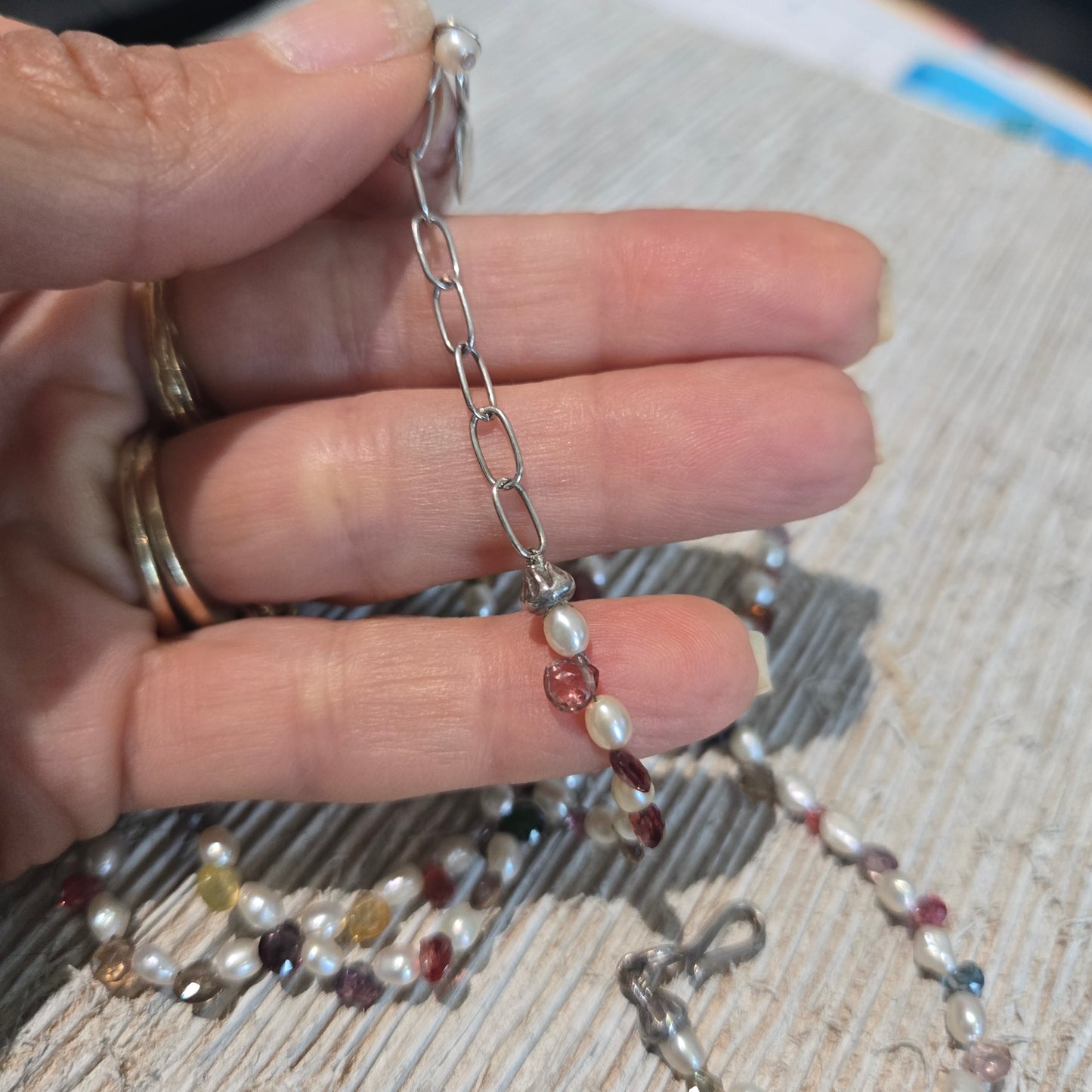 Multifunctional Freshwater Pearl and Multi-Color Gemstone Briolette Necklace/Bracelet