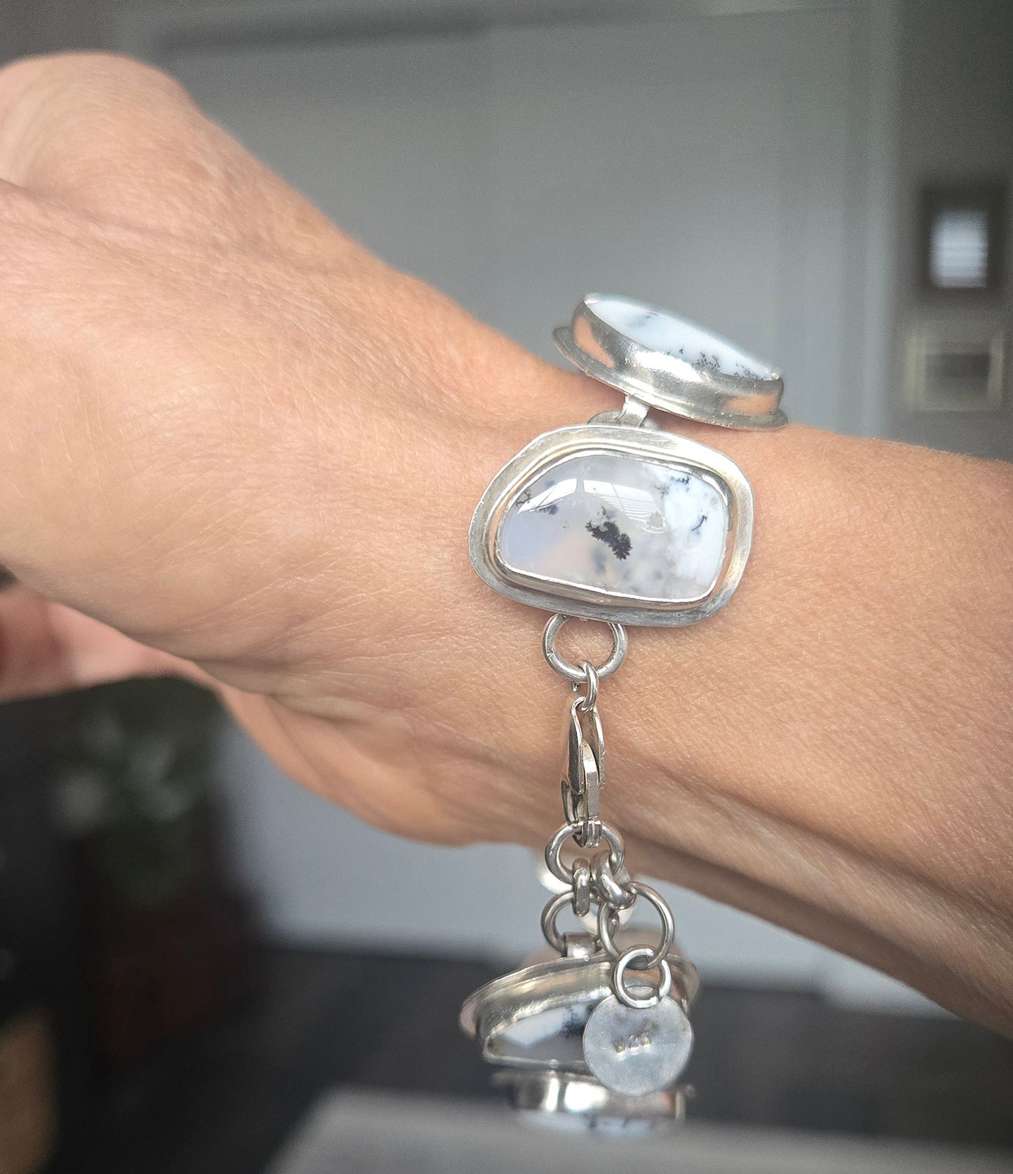 Dendritic Agate Sterling Silver Bracelet