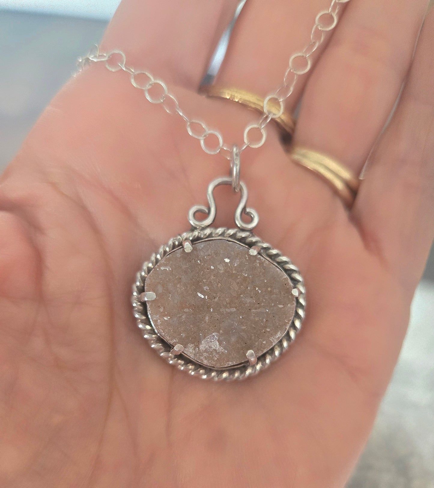 Yellow Druzy Pendant Necklace