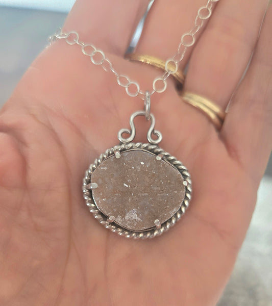 Yellow Druzy Pendant Necklace