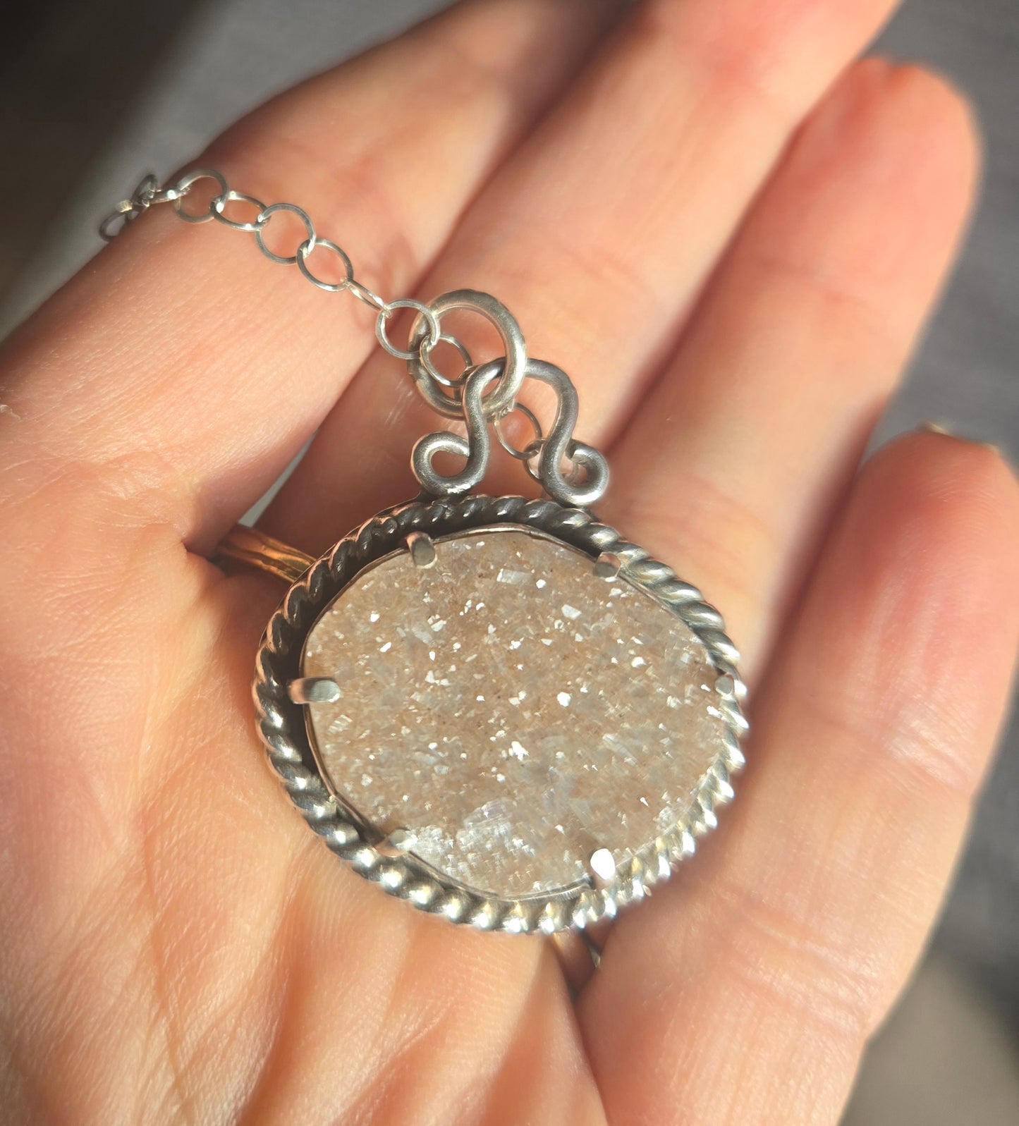 Yellow Druzy Pendant Necklace