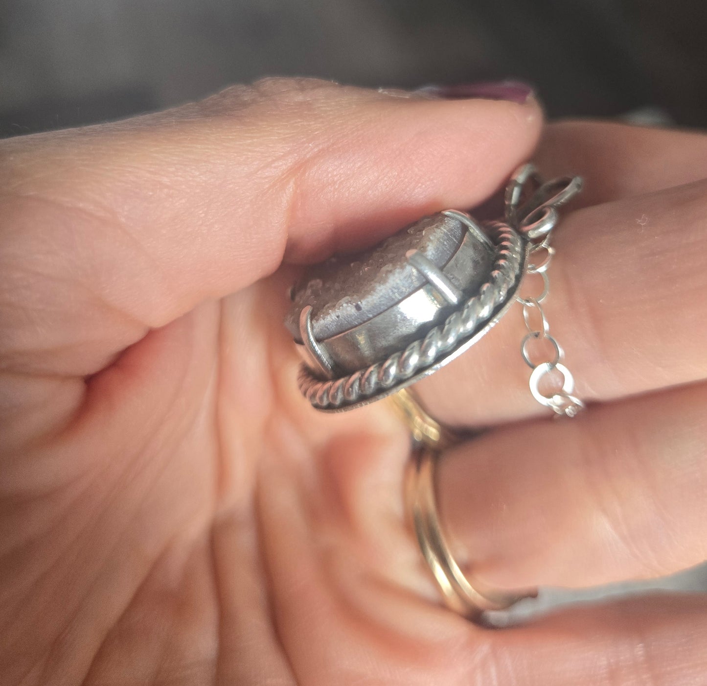 Yellow Druzy Pendant Necklace