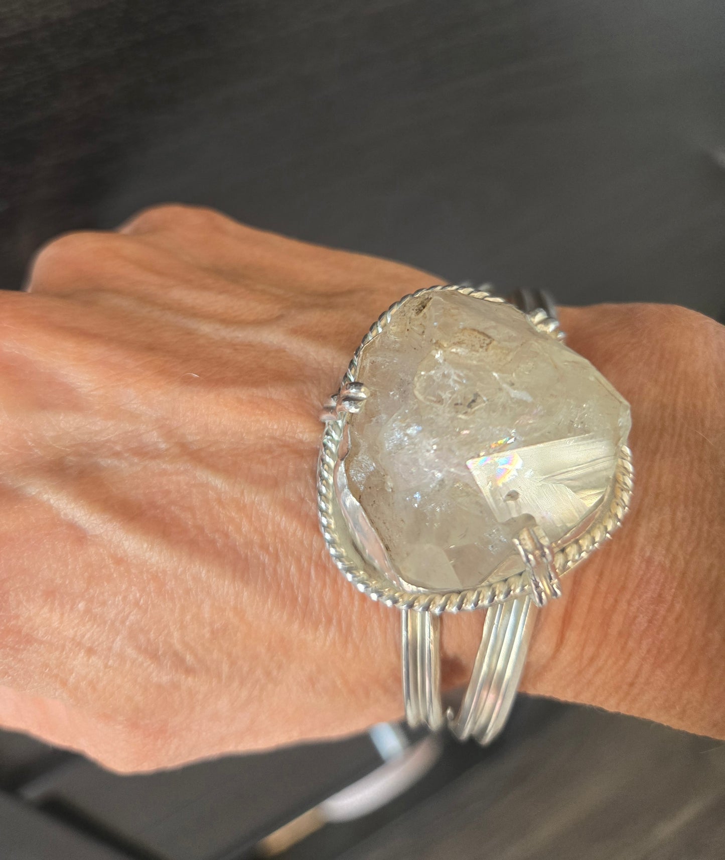 Herkimer Diamond Sterling Silver Cuff Bracelet
