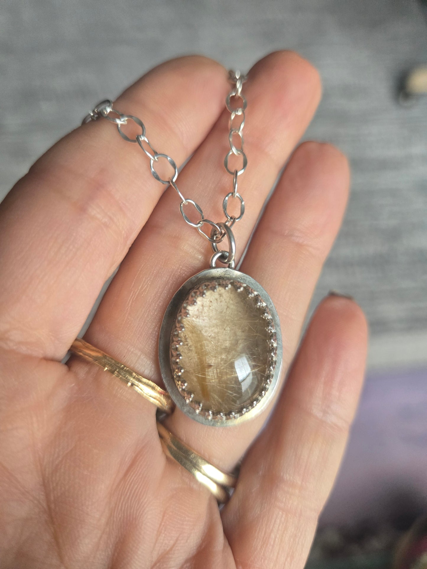 Sunny Little Rutilated Quartz Pendant Necklace