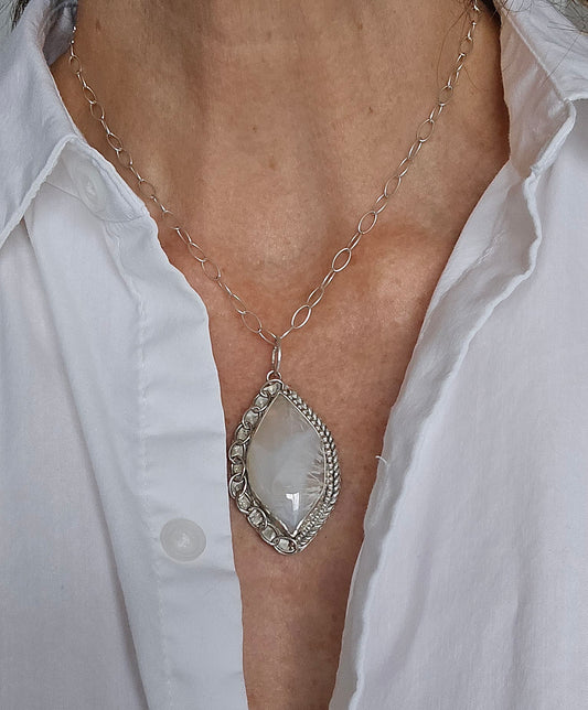 Agate Marquis Pendant Necklace