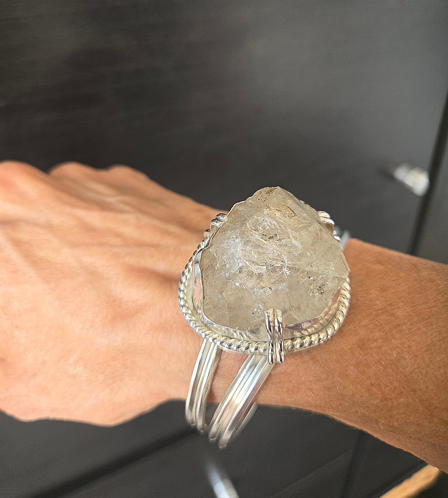 Herkimer Diamond Sterling Silver Cuff Bracelet