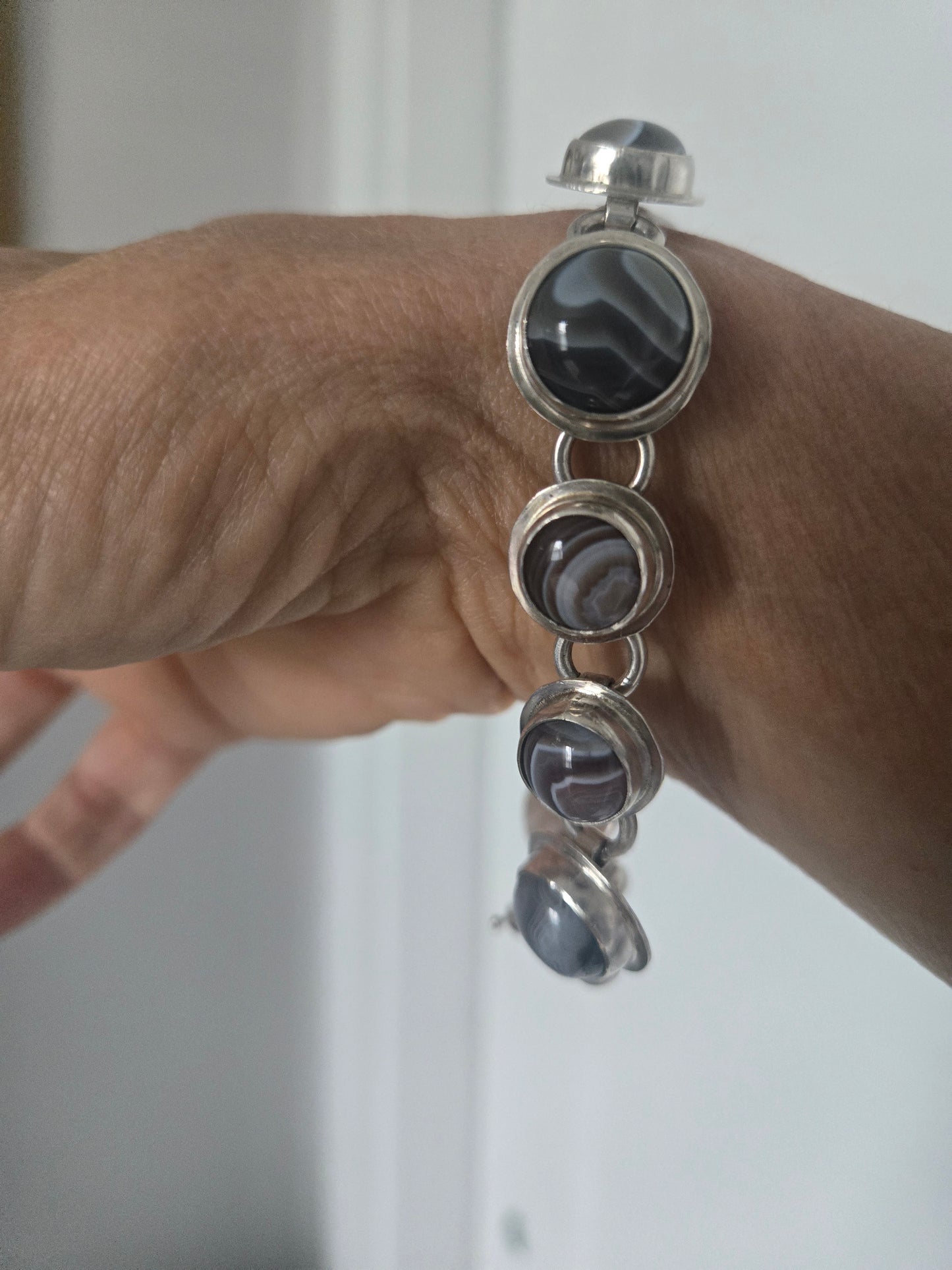 Botswana Agate Sterling Silver Bracelet