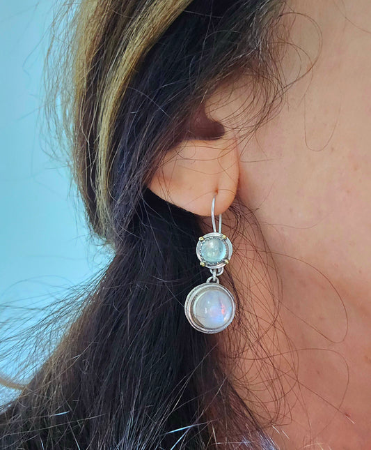 Aquamarine and Moonstone Earrings