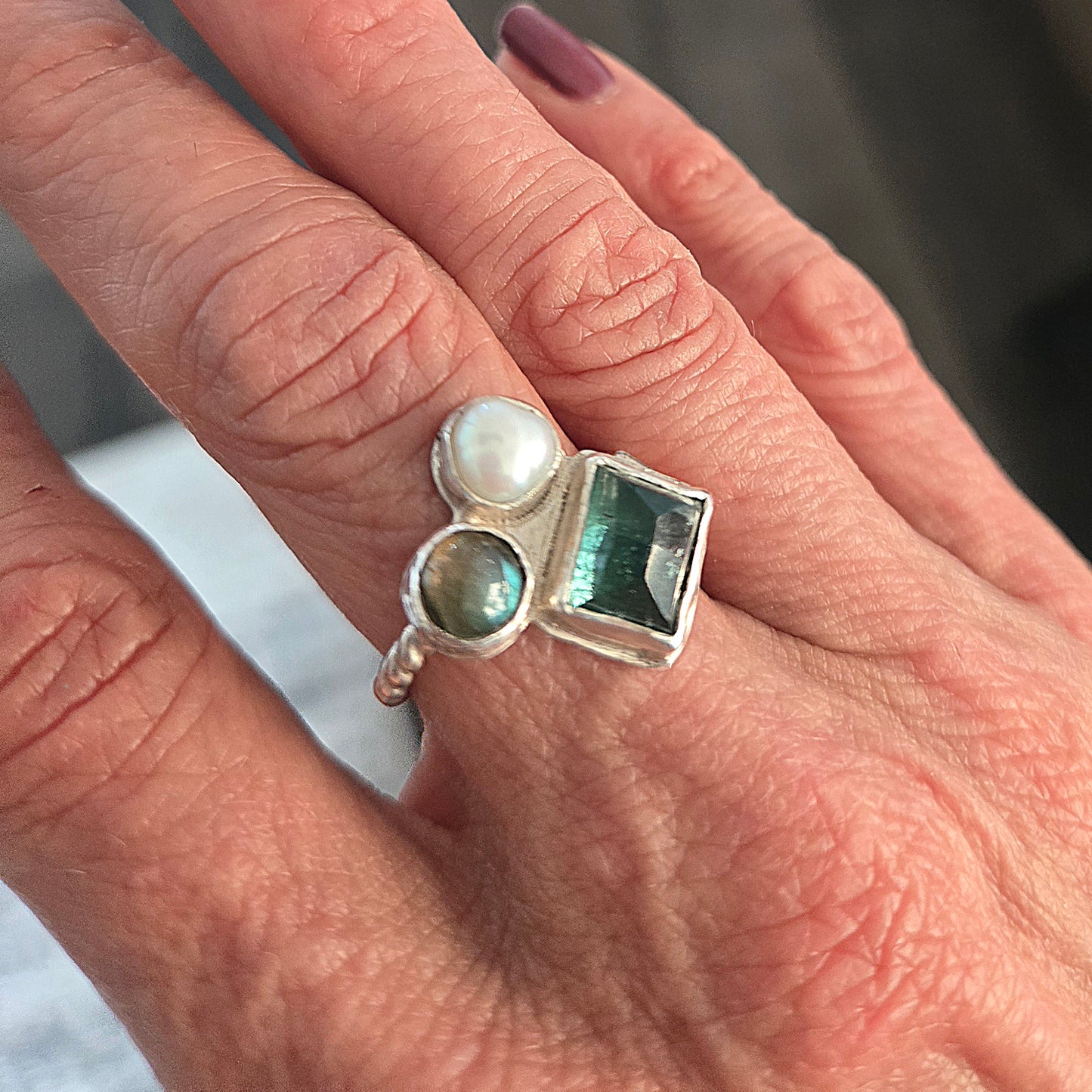 Faceted Tourmaline Cluster Ring