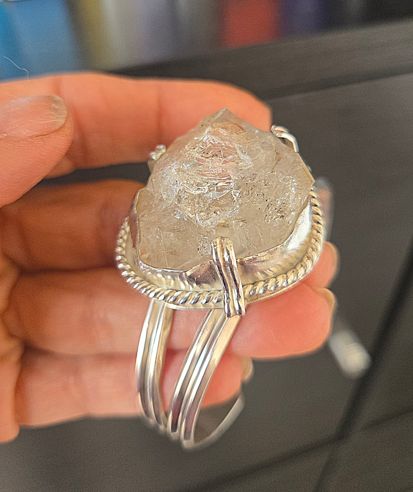 Herkimer Diamond Sterling Silver Cuff Bracelet