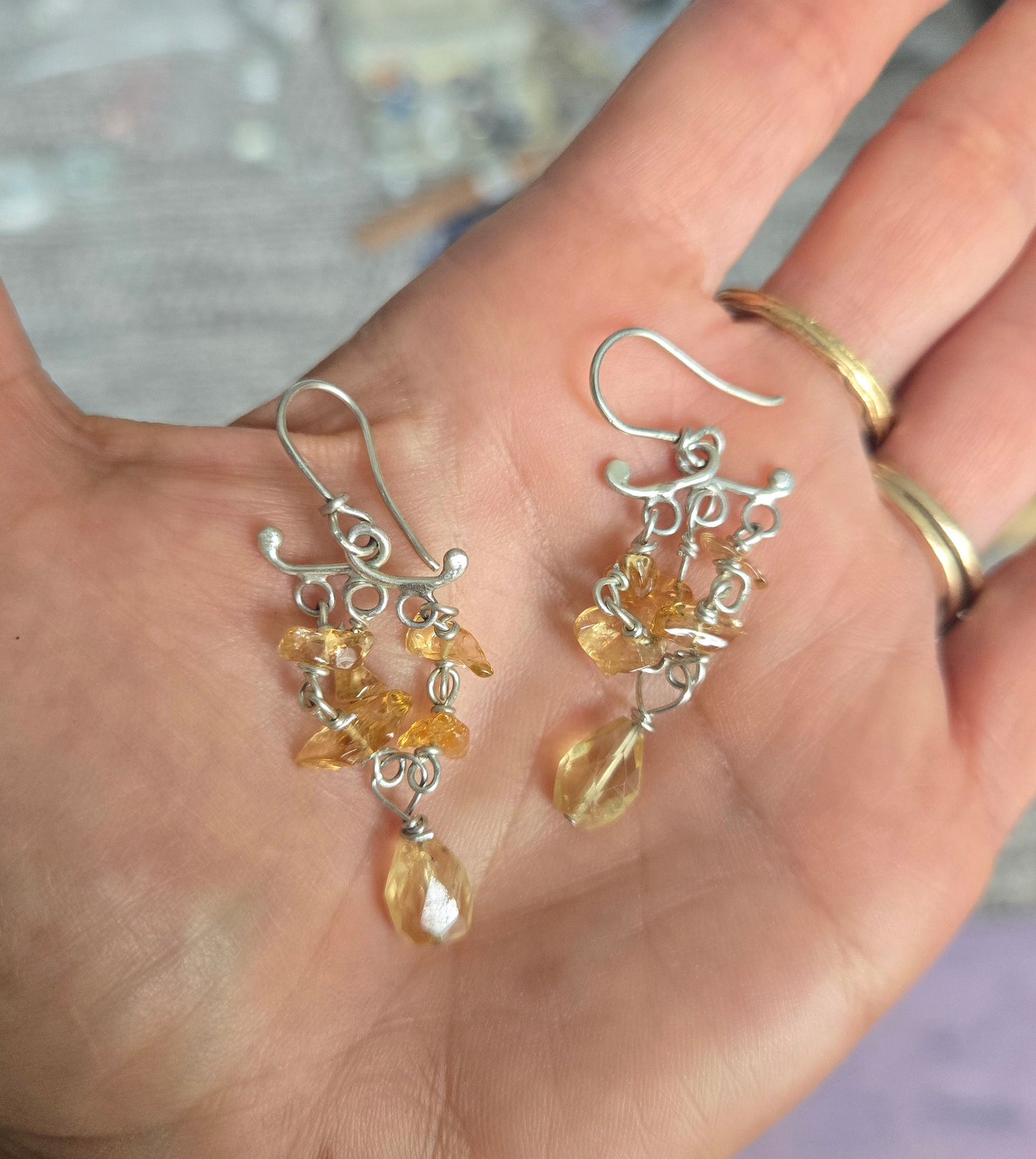 Citrine Sterling Silver Dangle Earrings