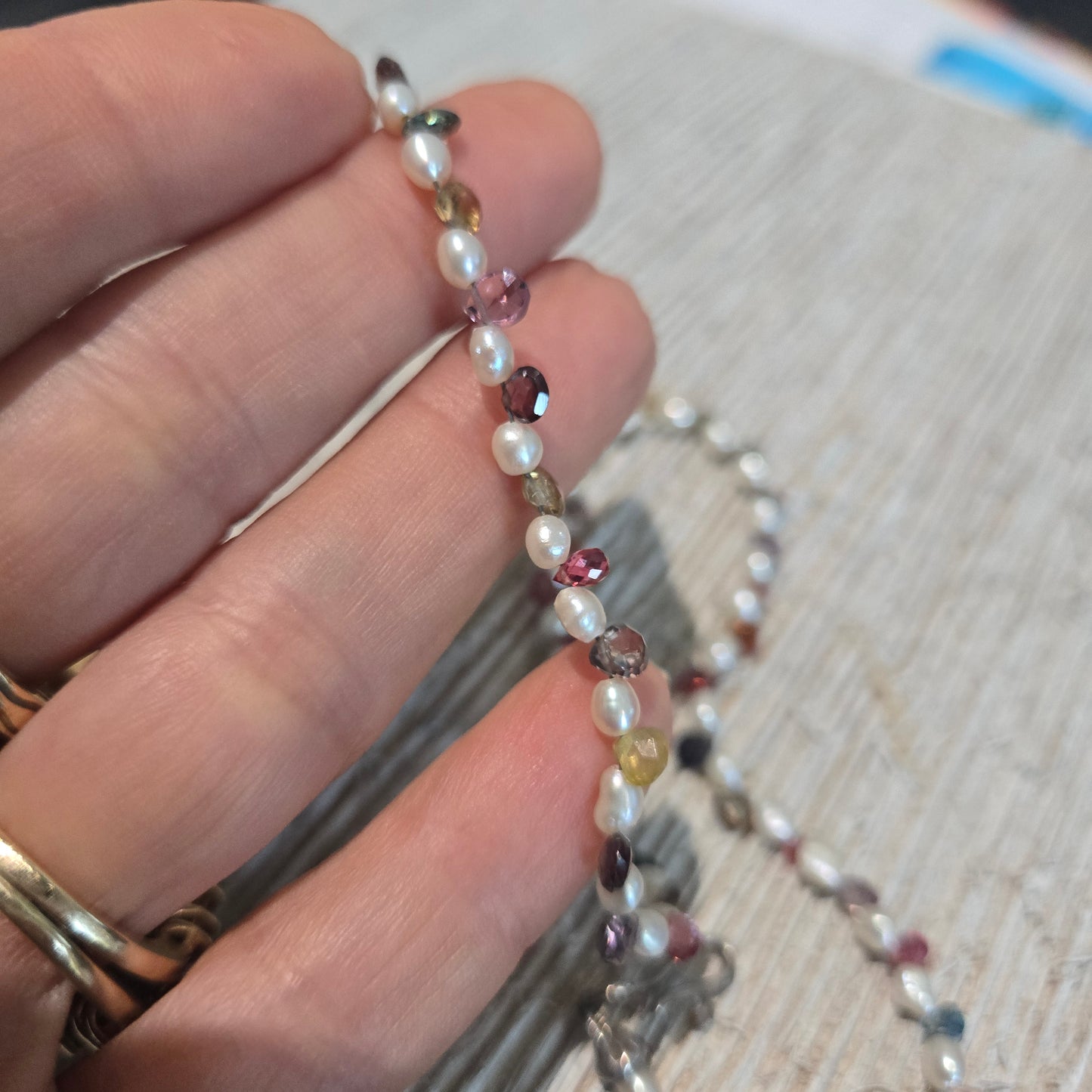 Multifunctional Freshwater Pearl and Multi-Color Gemstone Briolette Necklace/Bracelet
