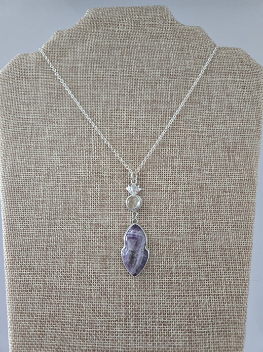 Chevron Amethyst Pendant Necklace