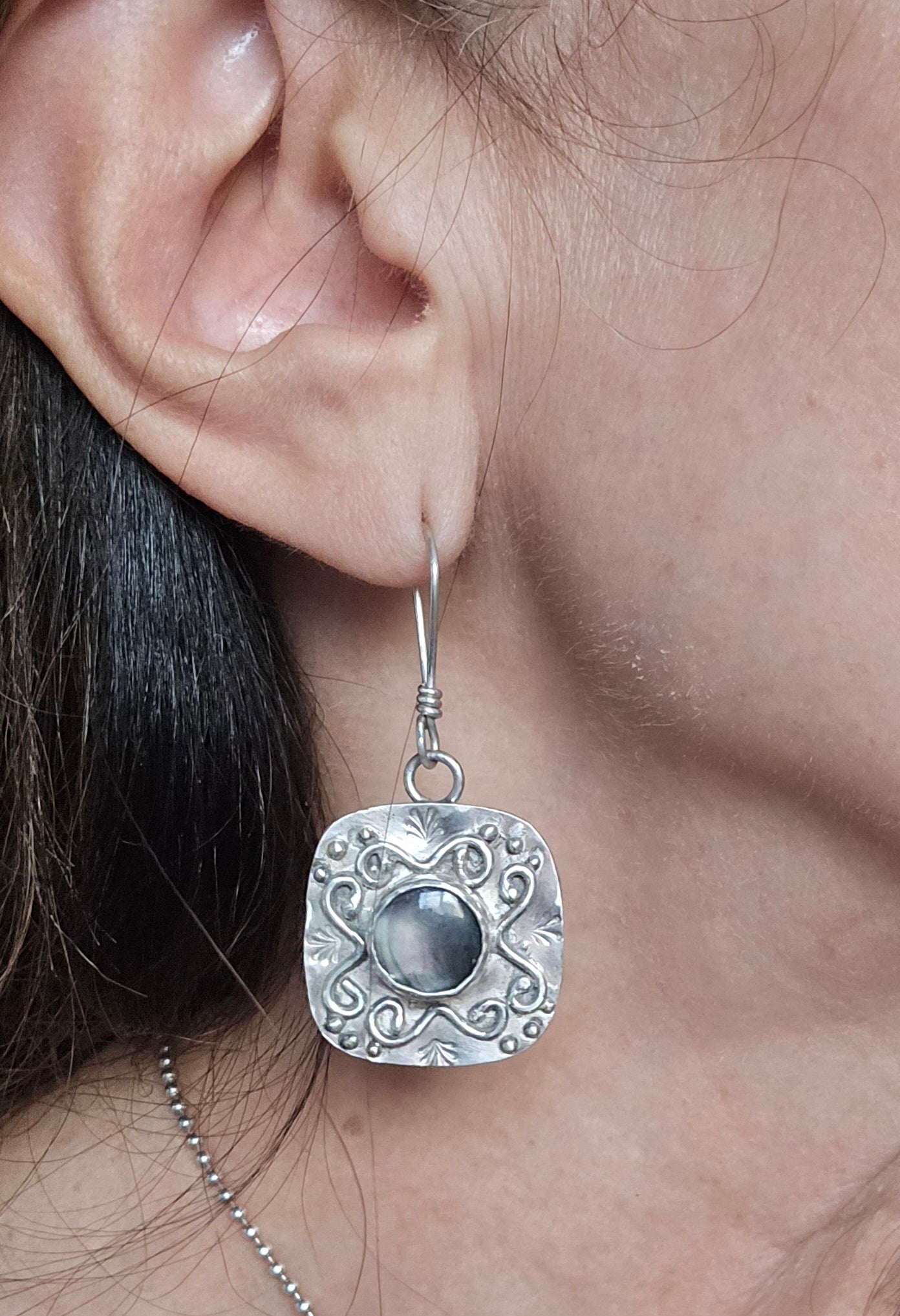 Black Mother of Pearl Earrings