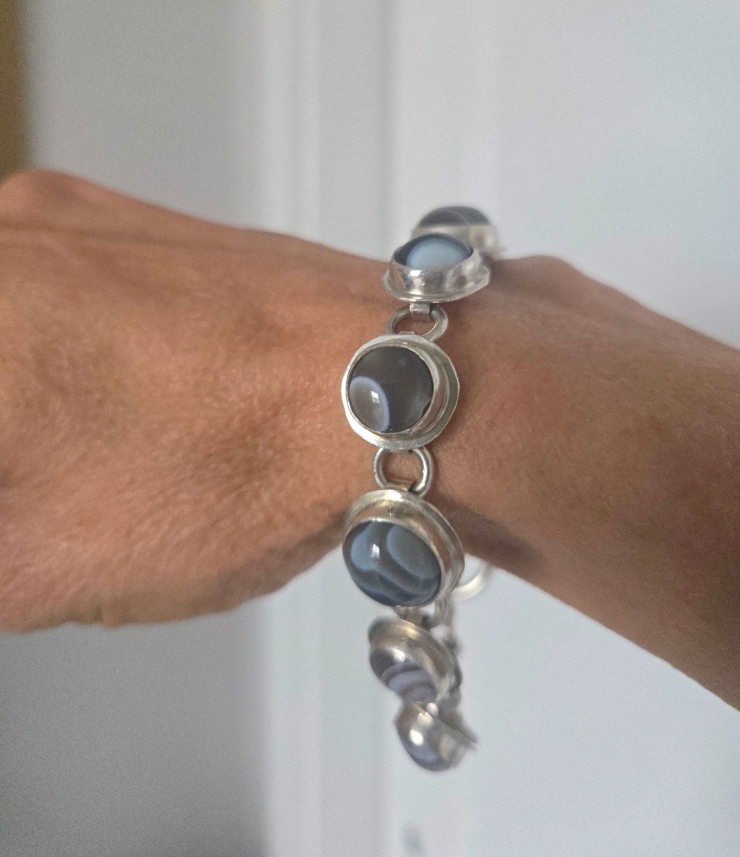 Botswana Agate Sterling Silver Bracelet