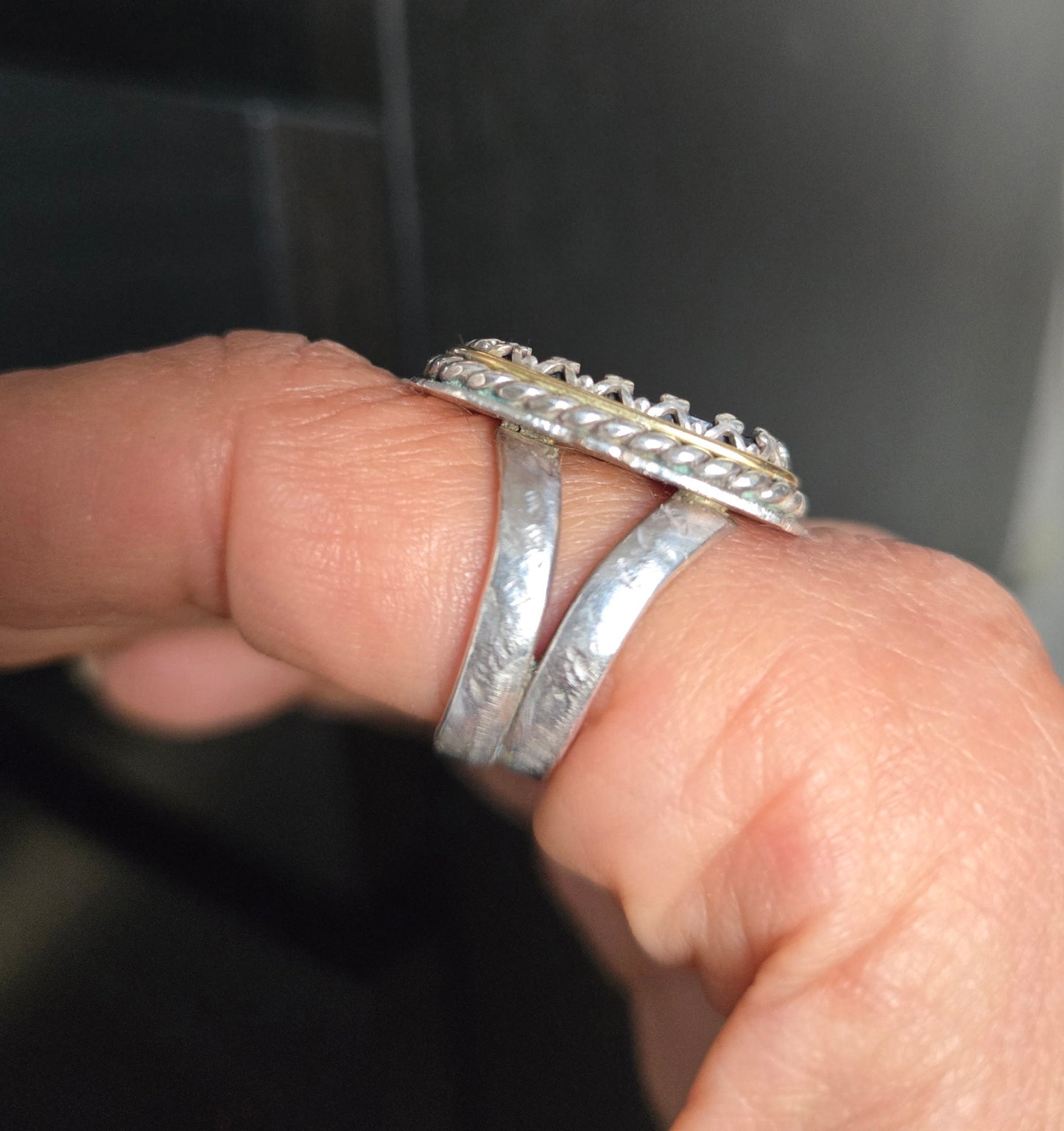 Black Onyx 18kt Gold Two Tone Ring