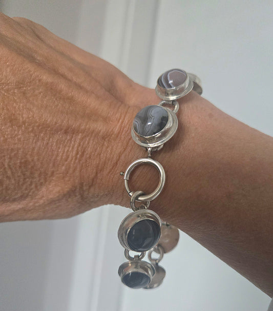 Botswana Agate Sterling Silver Bracelet