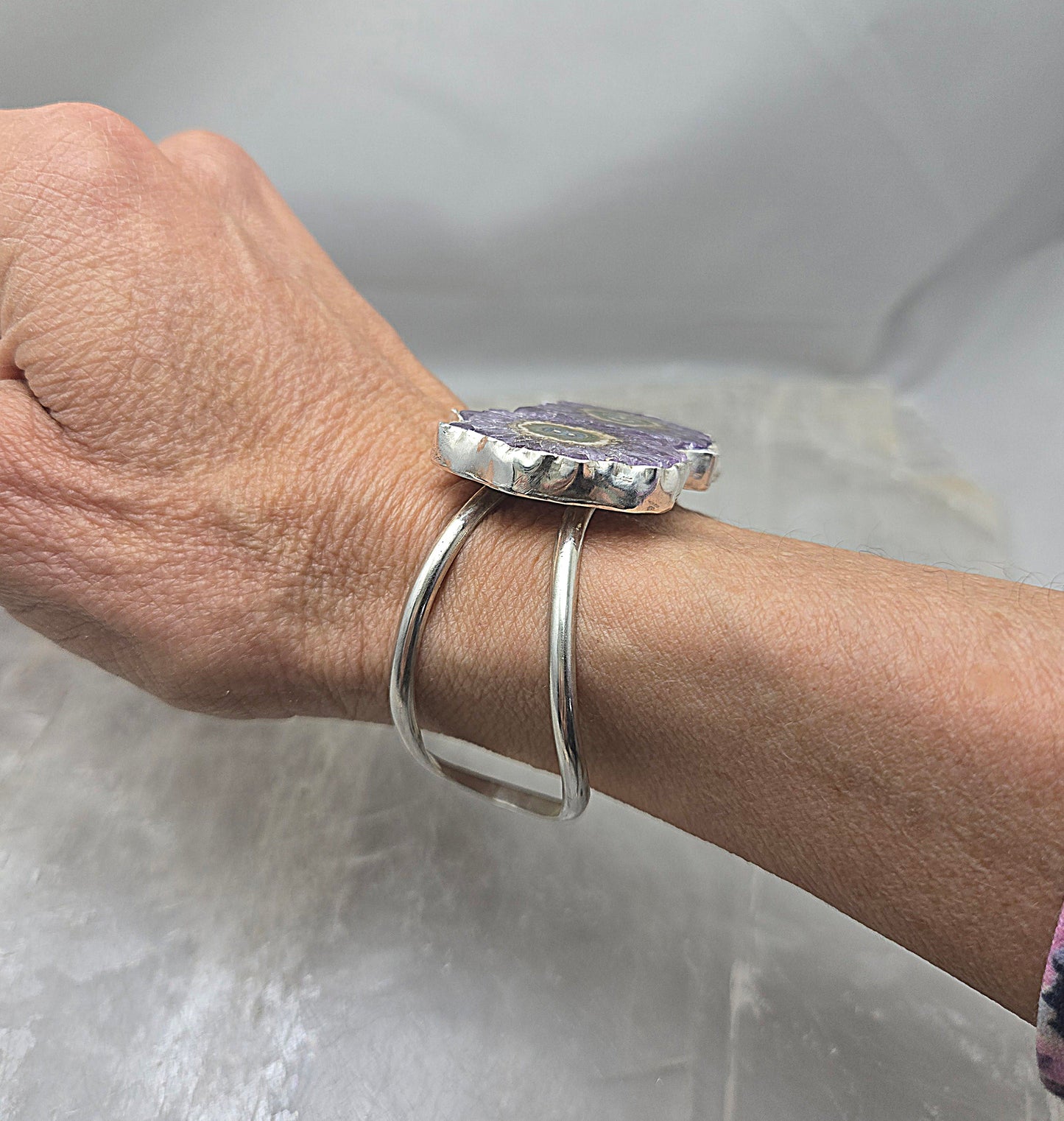 Double Amethyst Geode Cuff