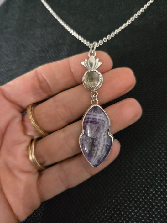 Chevron Amethyst Pendant Necklace