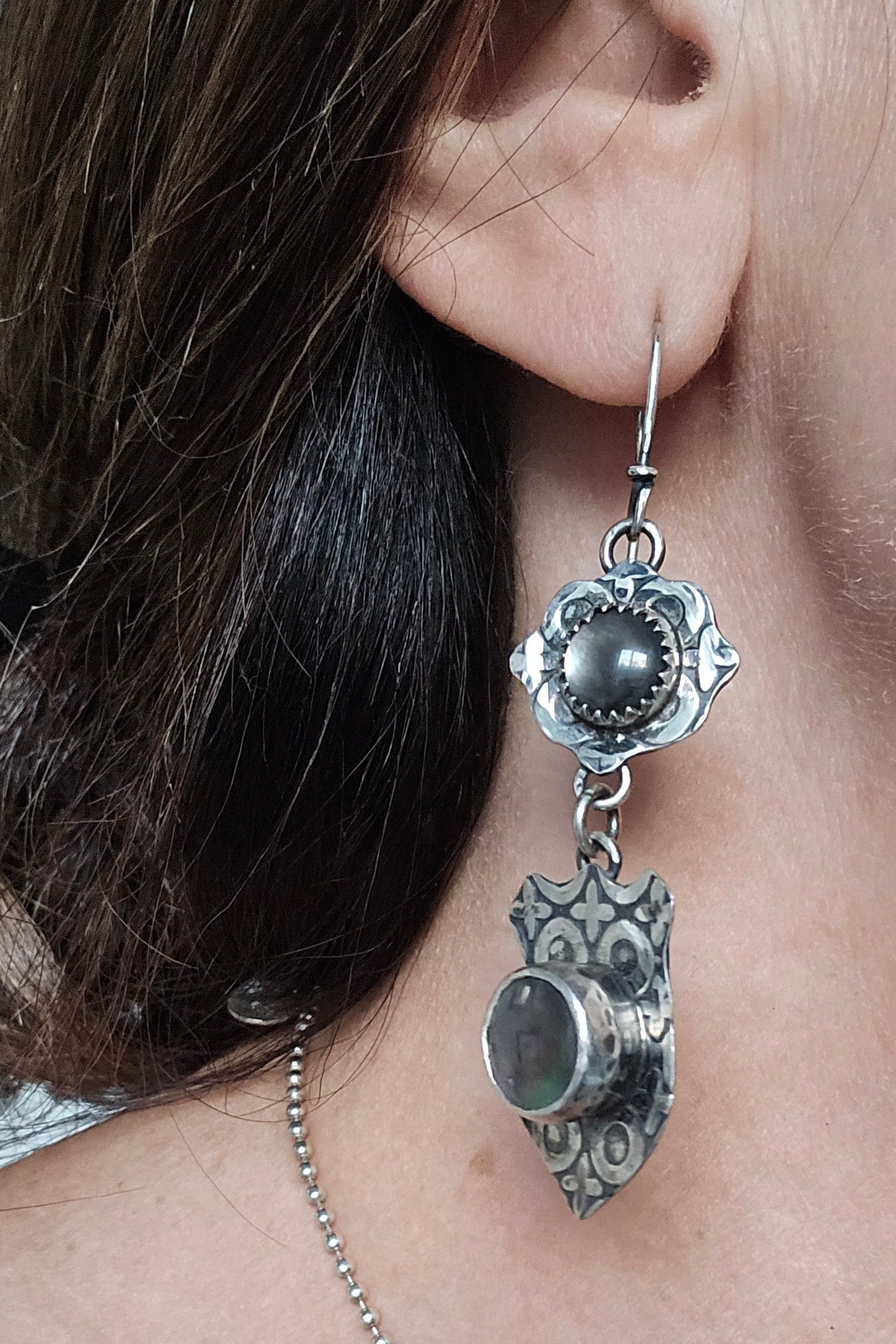 Black Mother of Pearl Shield Earrings