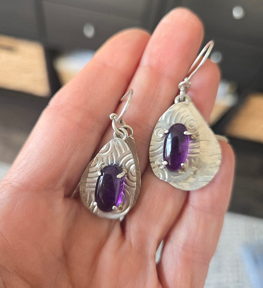Amethyst Sterling Silver Dangle Earrings