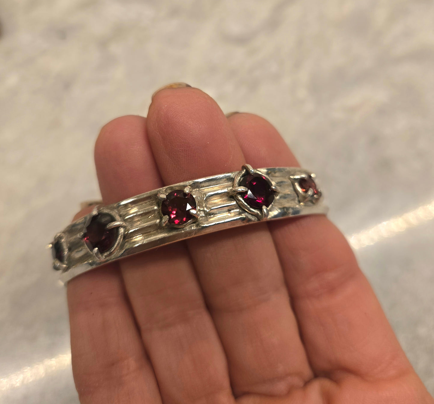 Faceted Garnet Cuff Bracelet