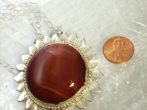 large carnelian sun pendant necklace