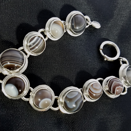 botswana agate sterling silver bracelet