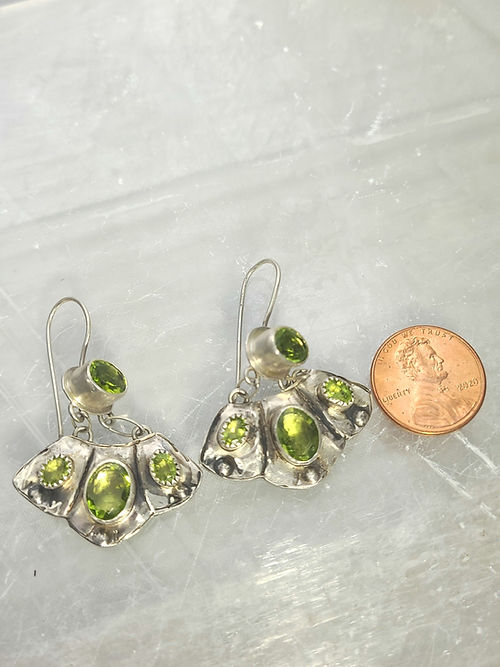 peridot sterling silver dangle earrings