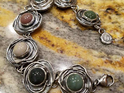 fancy jasper sterling silver bracelet