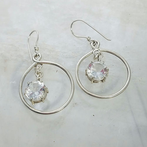 rock crystal sterling silver earrings