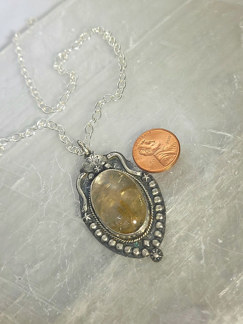 rutilated quartz amulet pendant necklace