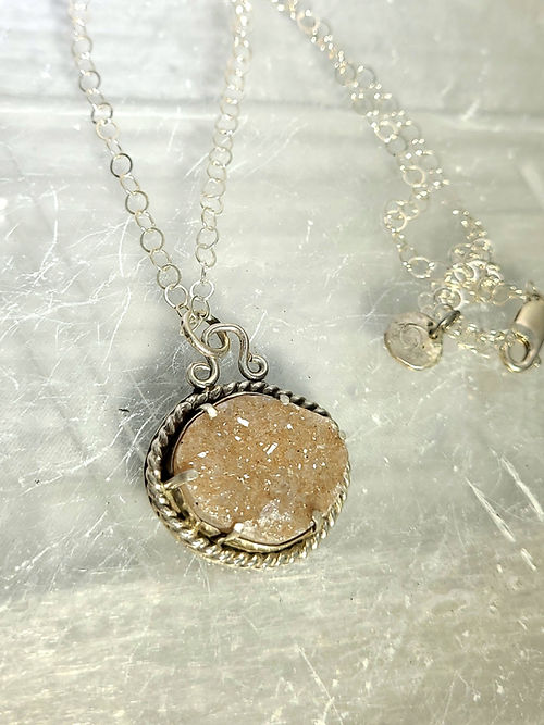 yellow druzy pendant necklace