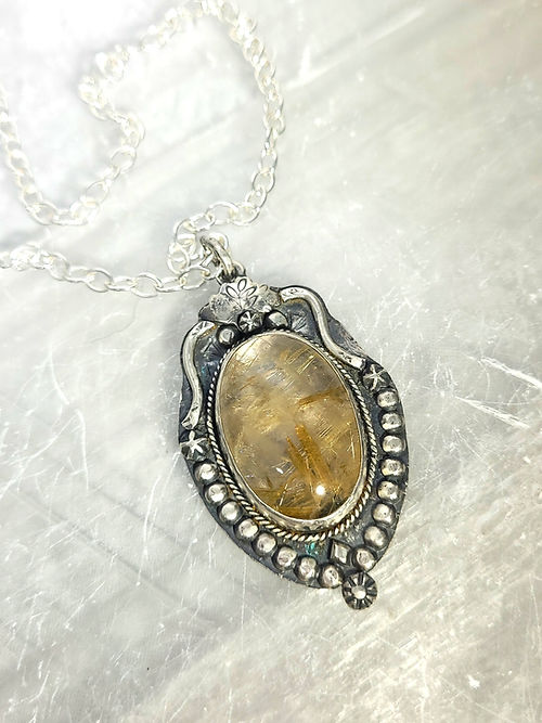 rutilated quartz amulet pendant necklace