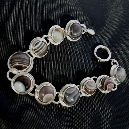 botswana agate sterling silver bracelet