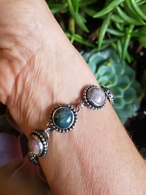 sterling silver fancy jasper bracelet